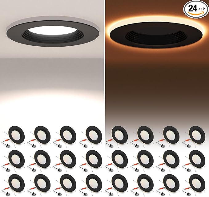 POWERASIA 24 Pack Black 5/6 Inch LED Can Lights by POWERASIA