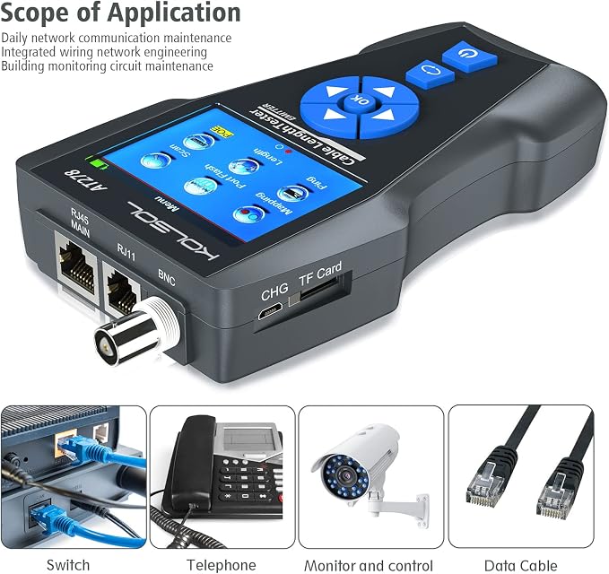 Network Cable Tester, AT278 TDR Multi-Functional LCD Wire Tracker - Image 3