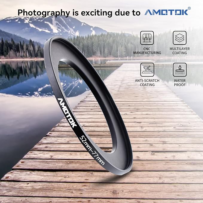 52mm Lens to 77mm Camera Filters Ring Compatible All 52mm Camera Lenses to 77mm - Image 2