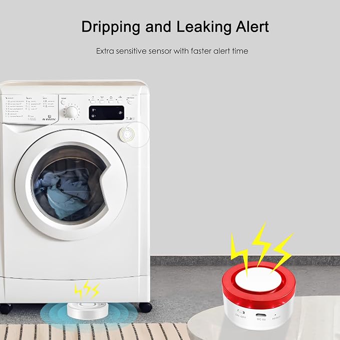 WiFi Water Leak Detector: Smart Water Sensor Alarm, 100dB Adjustable Alarm and - Image 3