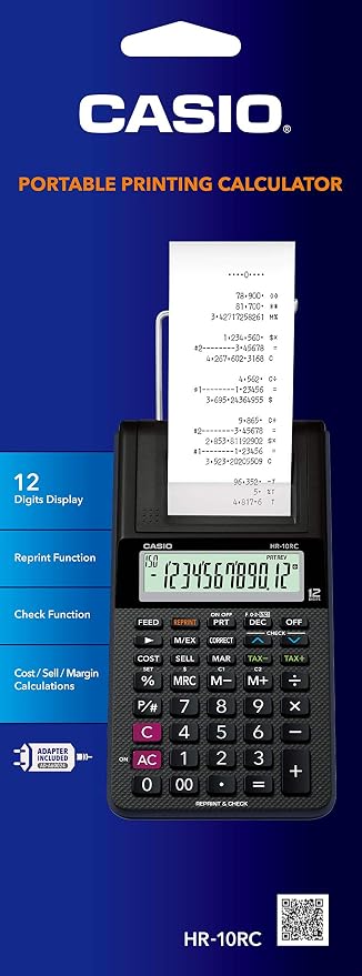 Casio HR-10RC Mini Desktop Printing Calculator | Portable | 12-Digit Display | - Image 4