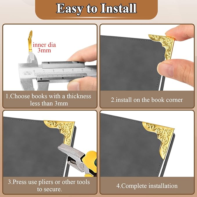 100pcs Metal Book Corner Protectors, Bronze Decorative Scrapbooking Photo - Image 3