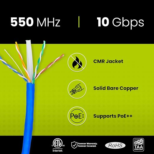 trueCABLE Cat6 Riser, 23AWG 4 Pair Solid Bare Copper, ETL Listed, Unshielded - Image 2