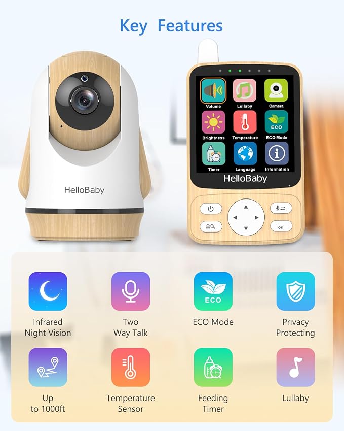HelloBaby 4" IPS Video Baby Monitor - Image 2