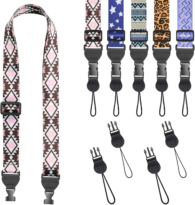 FIEIL Brown and Pink Rhombus Shoulder Strap, Adjustable Camera Strap by FIEIL