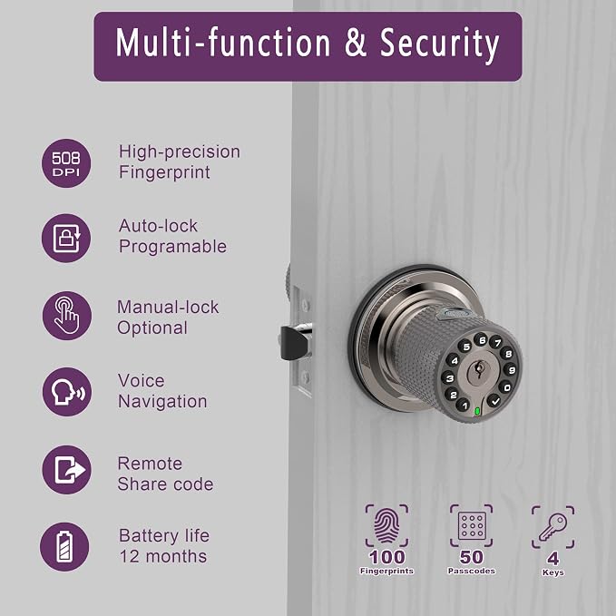 BOTHSTAR Double Sided Keyless Door Knob Lock - Image 3