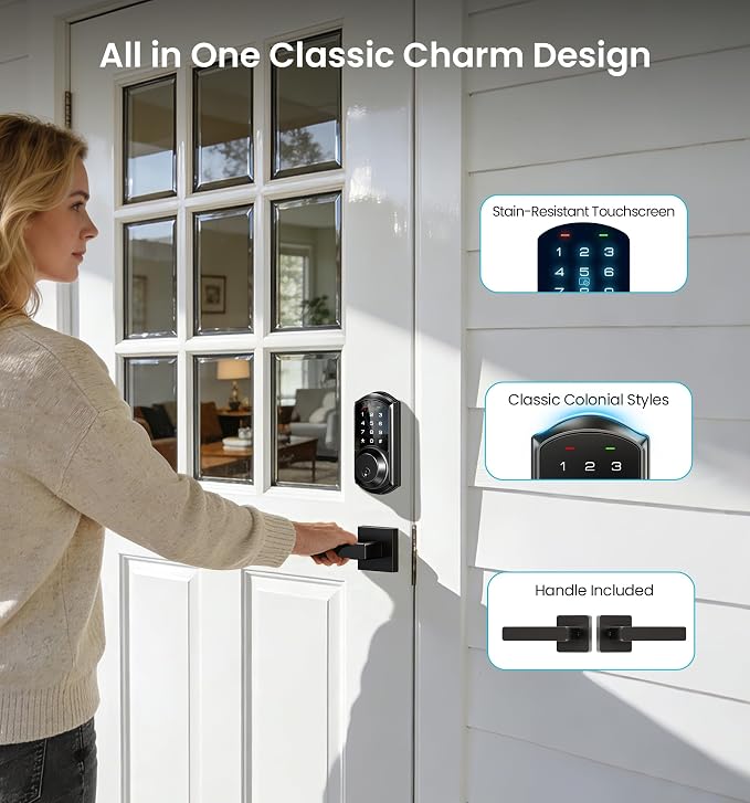 Veise VE06-L Smart Locks with 2 Lever Handle Set, App Control, Keyless Entry - Image 7