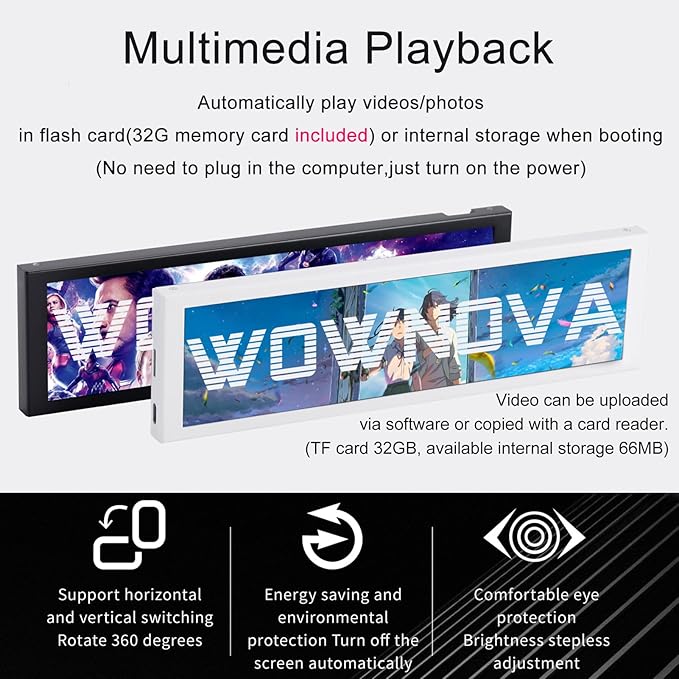 WOWNOVA 8.8" Computer Temp Monitor, 1 Click 1 Cable to Get Started Quickly PC - Image 3