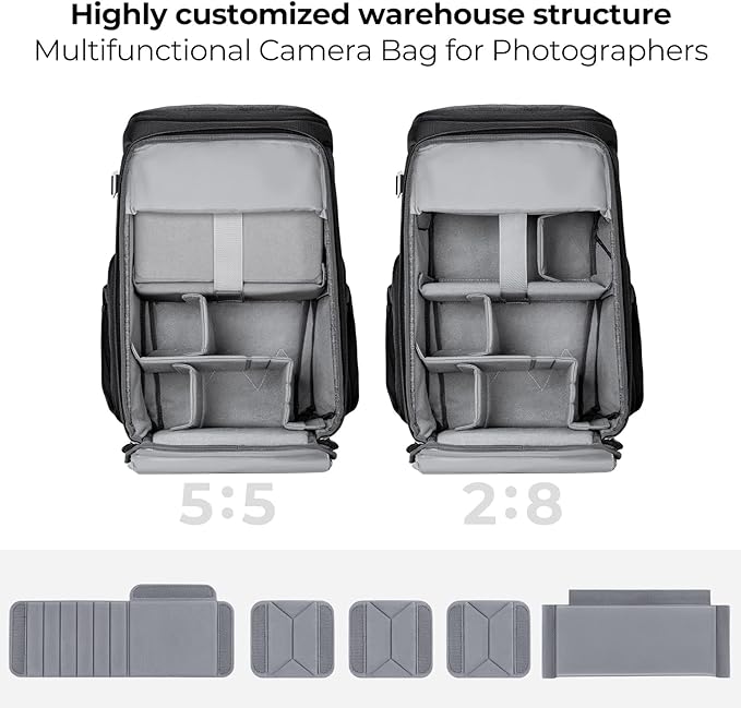 K&F CONCEPT Professional Camera Backpack, Large Photography Backpack Expandable - Image 2