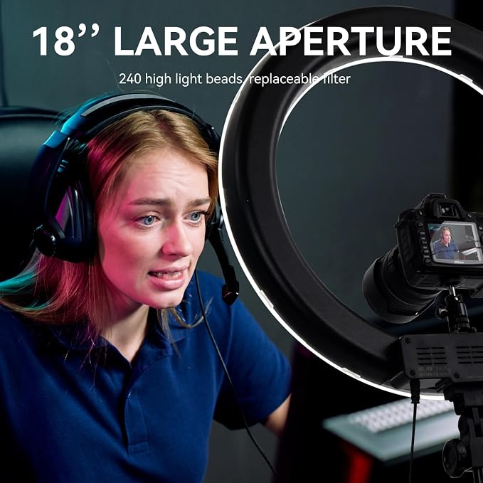 Ring Light Kit 18" 55W 5500k dimmable LED Light, 70inch Foldable Stand - Image 6