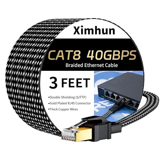 Cat 8 Ethernet Cables 3FT, 6FT 10FT 15FT 20FT 25FT 30FT 40FT 50FT 60FT 75FT by XimhunEthernetCable