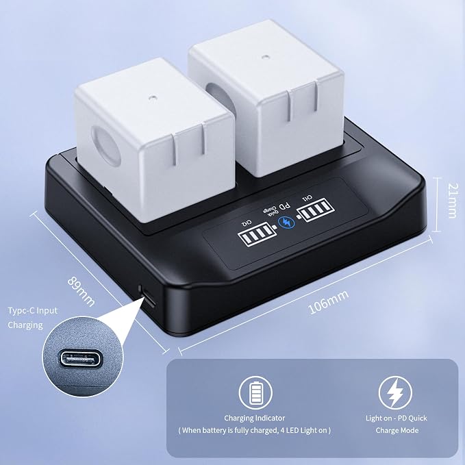New 18W PD Fast Charging LCD USB Dual Battery Charging Station - Image 3