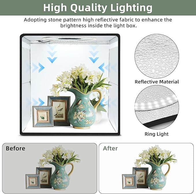 Lightdow 20"x20"x20" Photo Studio Light Box Photography - Image 6