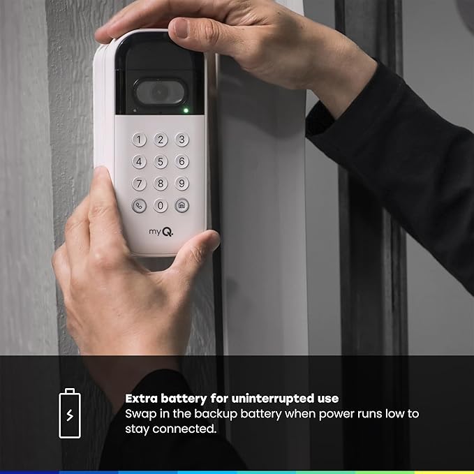 myQ Smart Garage Starter Kit: Garage Door Video Keypad + Rechargeable Battery + - Image 6