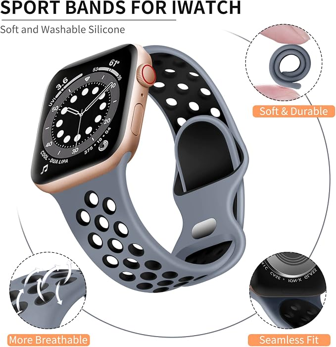 Lerobo Sport Bands Compatible for Apple Watch Band Series 9 8 45mm 11 46mm SE 3 - Image 2