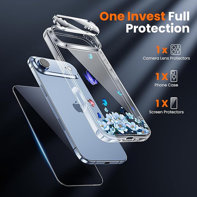 toushion 3 in 1 for iPhone Air Case Clear Printed Design | Yellowing-Resistant - Image 2