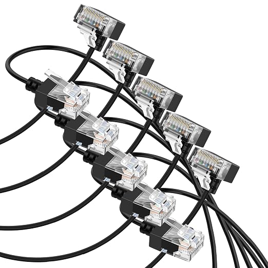 Cat6A Ethernet Cable 90 Degree Up Angled 3.3FT 5 Pack, Flexible Slim & Ultra by Thzzhnno