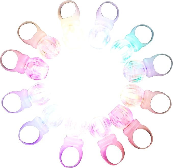 LED Light up Rings, Colorful Led Bumpy Plastic Diamond Rings Toys by DAOKEY