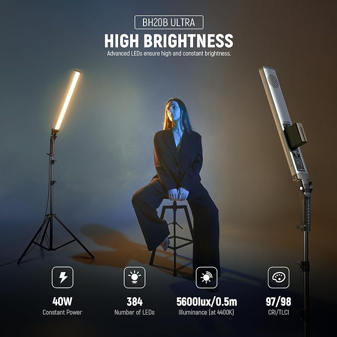 NEEWER Handheld 2.4G LED Video Light Stick Kit, Upgraded 40W Dimmable - Image 3