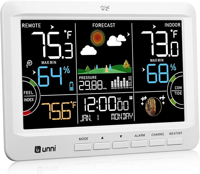 Weather Station Indoor Outdoor Thermometer Wireless, Home Atomic Clock by UUNNI