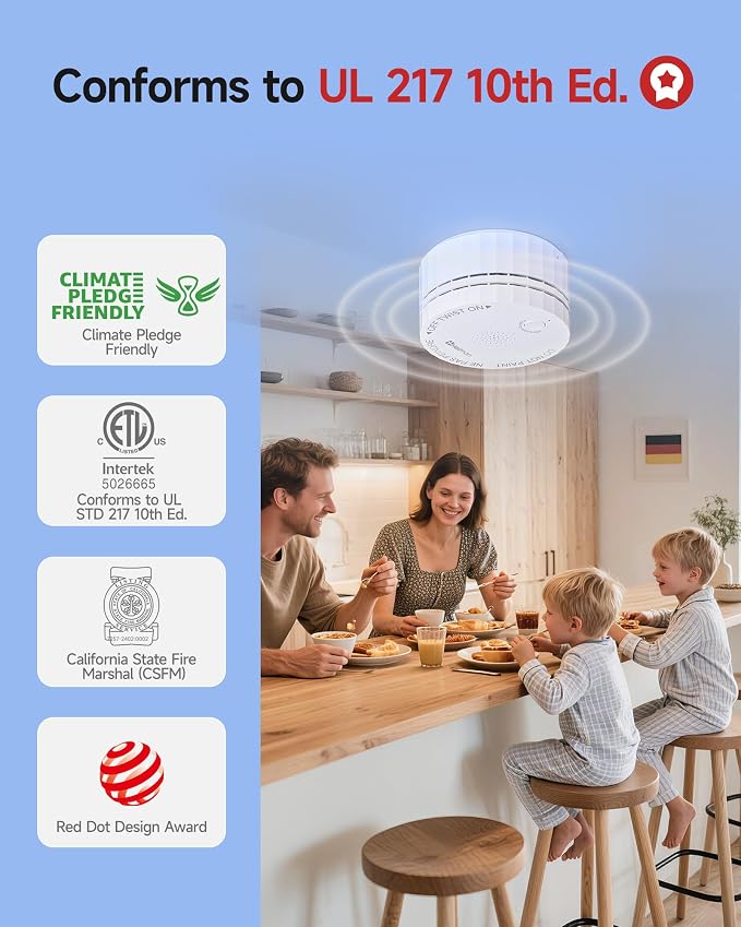 Heiman Smoke Detector, Wireless Interconnected Photoelectric Battery Operated - Image 2