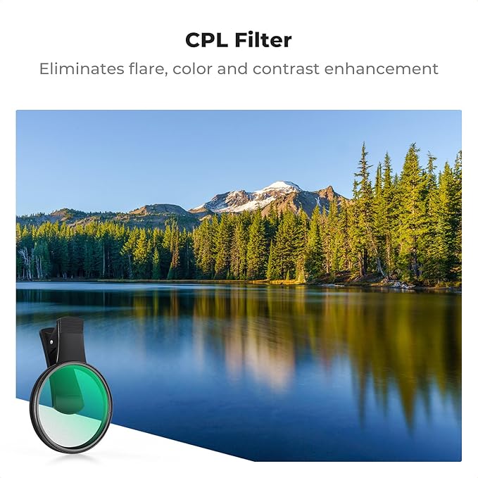 K&F CONCEPT 67mm Clip-on CPL Phone Camera Lens Filter Kit, Circular Polarizer - Image 2