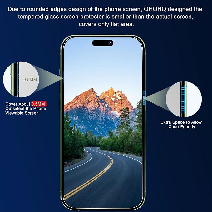 QHOHQ 3 Pack Screen Protector for iPhone 15 Plus - Image 3