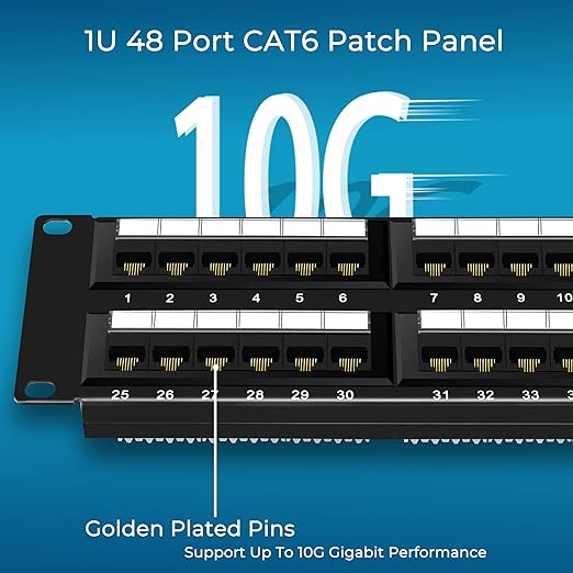 Rapink Patch Panel 48 Port Cat6 10G Support, Network Patch Panel UTP 19-Inch - Image 4