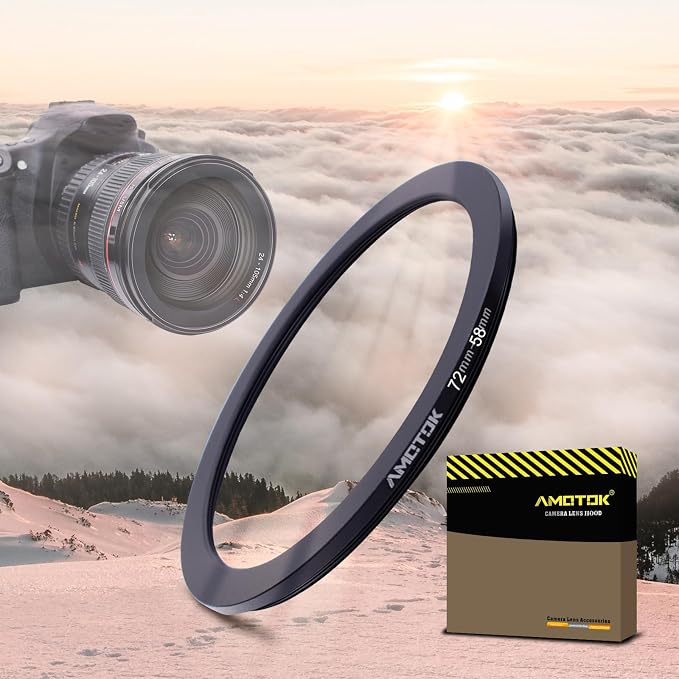 72mm Lens to 58mm Camera Lens Adapter, 72mm to 58mm Filter Step-Down Ring by AMOTOK