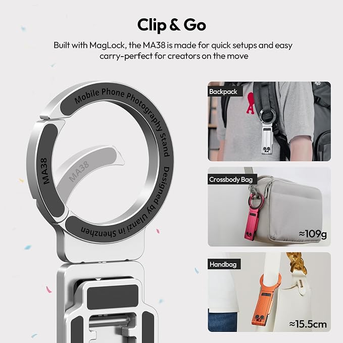 ULANZI Magnetic Phone Tripod for iPhone, MA38 Portable Phone Holder Mini Tripod - Image 5