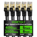 Cat 8 Ethernet Cable Flat 6 FT 5Pack, High Speed 40Gbps 2000Mhz Braided by EthernetCable