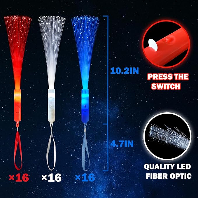 4th of July Red White Blue Glow Sticks Toys Gifts - Image 3