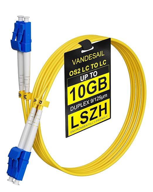 LC to LC Single Mode Fiber Patch Cable 10 Meter, OS2 Duplex 1G/10GB Fiber by VANDESAIL