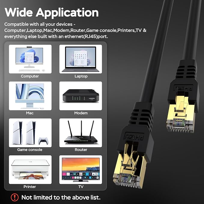 25 ft Ethernet Cable, Cat7 High Speed Ethernet Cable Outdoor&Indoor, LAN Cable - Image 6
