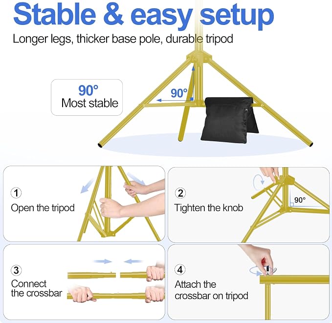 EMART Backdrop Stand 10x10ft Photo Studio Adjustable Background Stand Support - Image 4