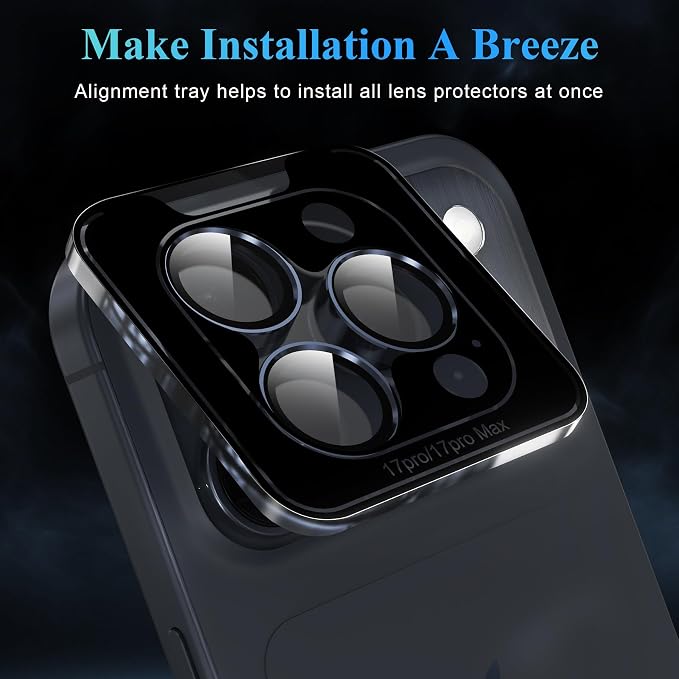 YWXTW Camera Lens Protector for iPhone 17 Pro/iPhone 17 Pro Max, Tempered Glass - Image 5