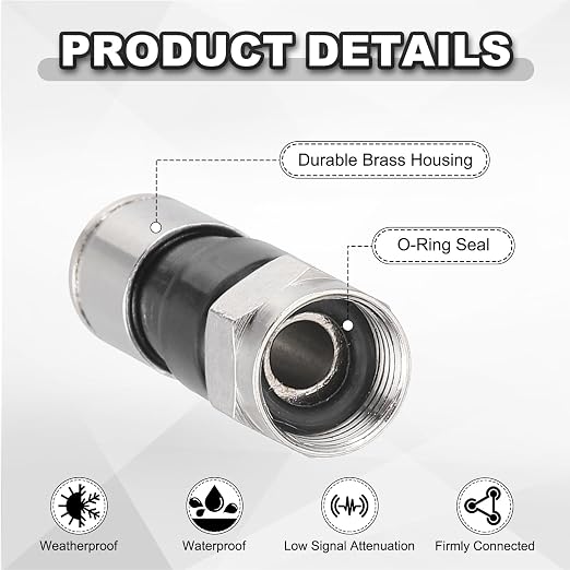 MECCANIXITY 5 Pcs F Type Coaxial Cable Compression Connectors, 75 Ohm Copper - Image 4