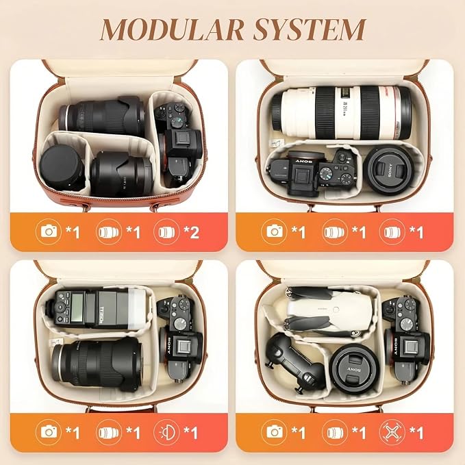 Camera Sling Bag, Waterproof PU Leather Crossbody Camere Bag - Image 7
