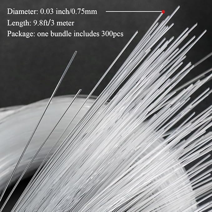 AKEPO End Glow Fiber Optic Light Cable 300pcs*Ф0.03in/0.75mm*9.8ft/3m, PMMA - Image 4