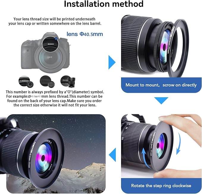 40.5mm Lens to 77mm Camera Lens Adapter, 40.5mm to 77mm Filter Step up Ring - Image 5