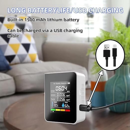 5-in-1 Indoor Air Quality Monitor, Professional Portable Detector&Accurate CO2 - Image 5