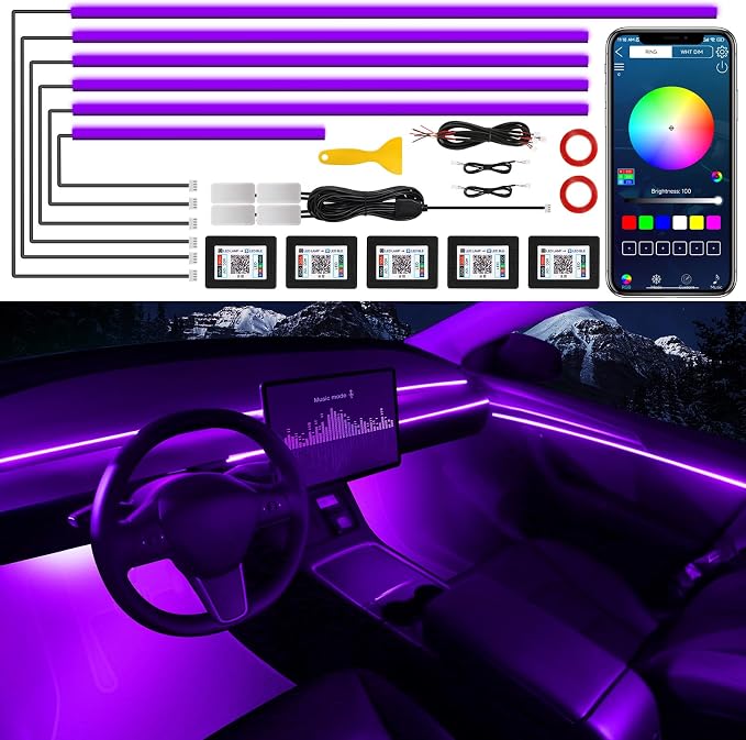 Acrylic Interior Car LED Strip Light by MAODANER
