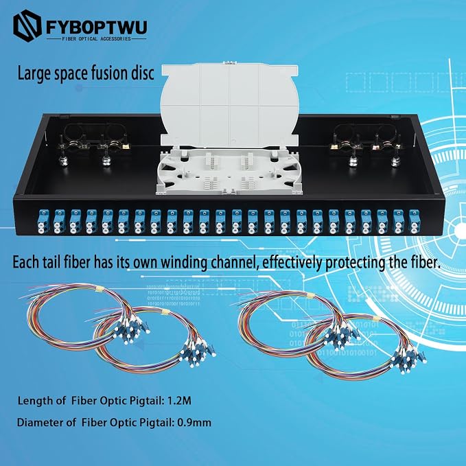 FYBOPTWU-24 Duplex Singlemode 48 Port LC Fiber Optic Rack Mount Enclosure Box + - Image 5