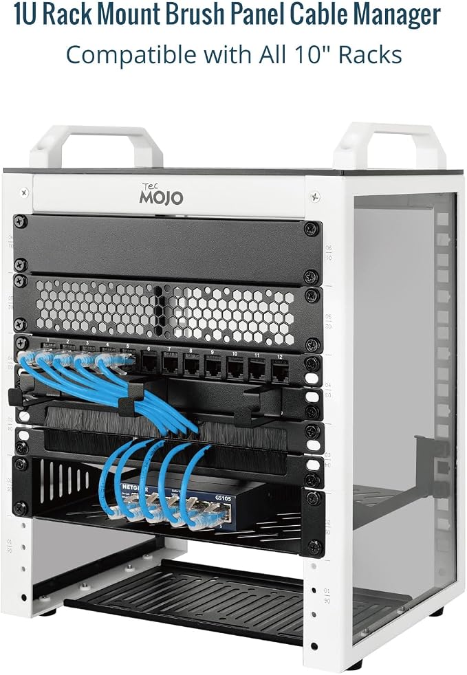 Tecmojo 2 Pack 0.5U Cable Management Brush Panel - Image 4