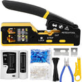 RJ45 Crimp Tool Pass Through Ethernet Crimping Tool Kit Cat6 Cat5e Cat6a RJ45 by PETECHTOOL