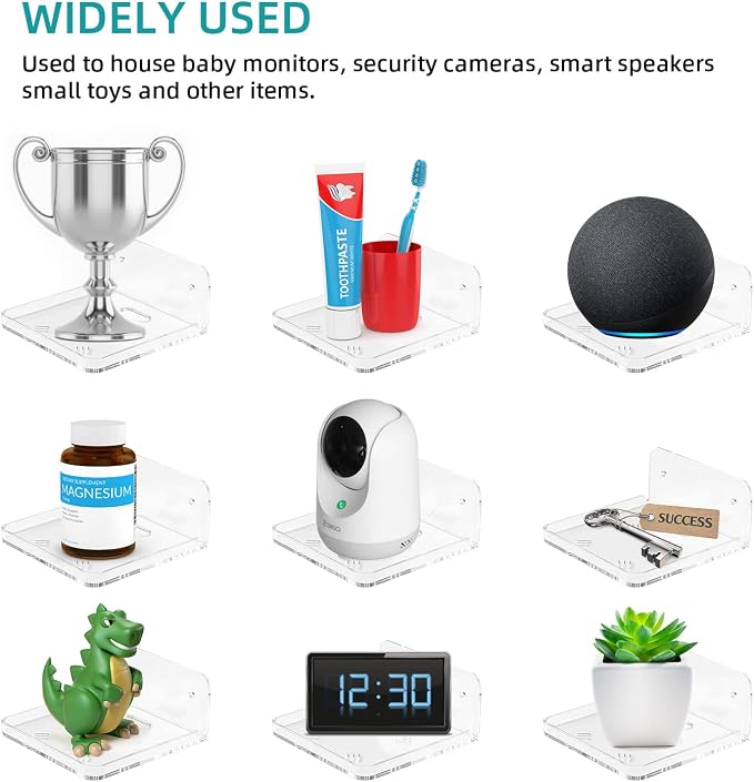 Wall Mount Floating Shelves for 2 Pcs Security Baby Camera Shelf Mini Speaker - Image 6
