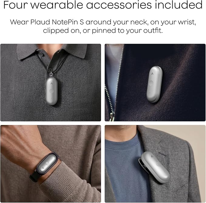 Plaud NotePin S AI Voice Recorder, Wearable AI Notetaker, AI Transcribe & - Image 3