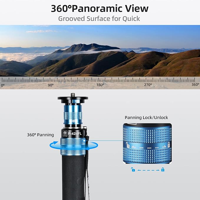 SIRUI P-424FL Carbon Fiber Camera Monopod Kit, Tripod Base, Flip Locks - Image 7