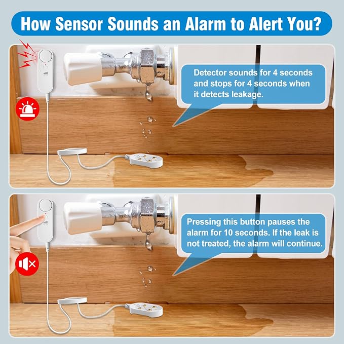 Daytech Water Sensor Alarm Leak Detector – 100dB Loud Alert, 6.5ft Detection - Image 9