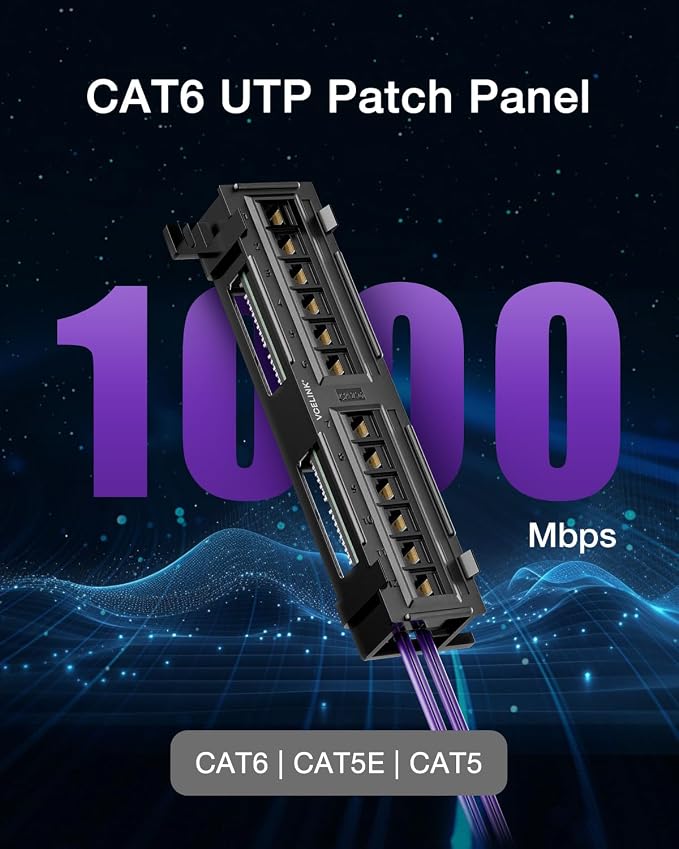 VCELINK 12-Port Cat6 Patch Panel 1000 Mbps - Image 2